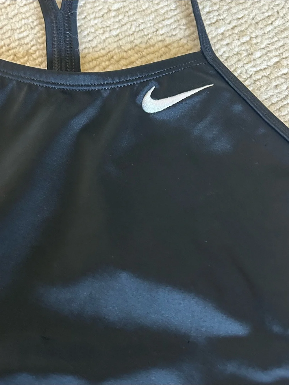 Nike Kids Black One-Piece Swimsuit with White Swoosh